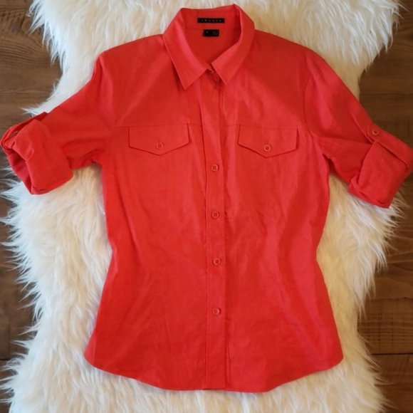 Theory Dervan Button Down Top Size P Linen Blend - Picture 3 of 8
